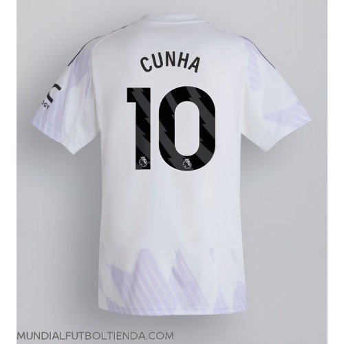 Camiseta Manchester United Matheus Cunha #10 Segunda Equipación Replica 2025-26 mangas cortas